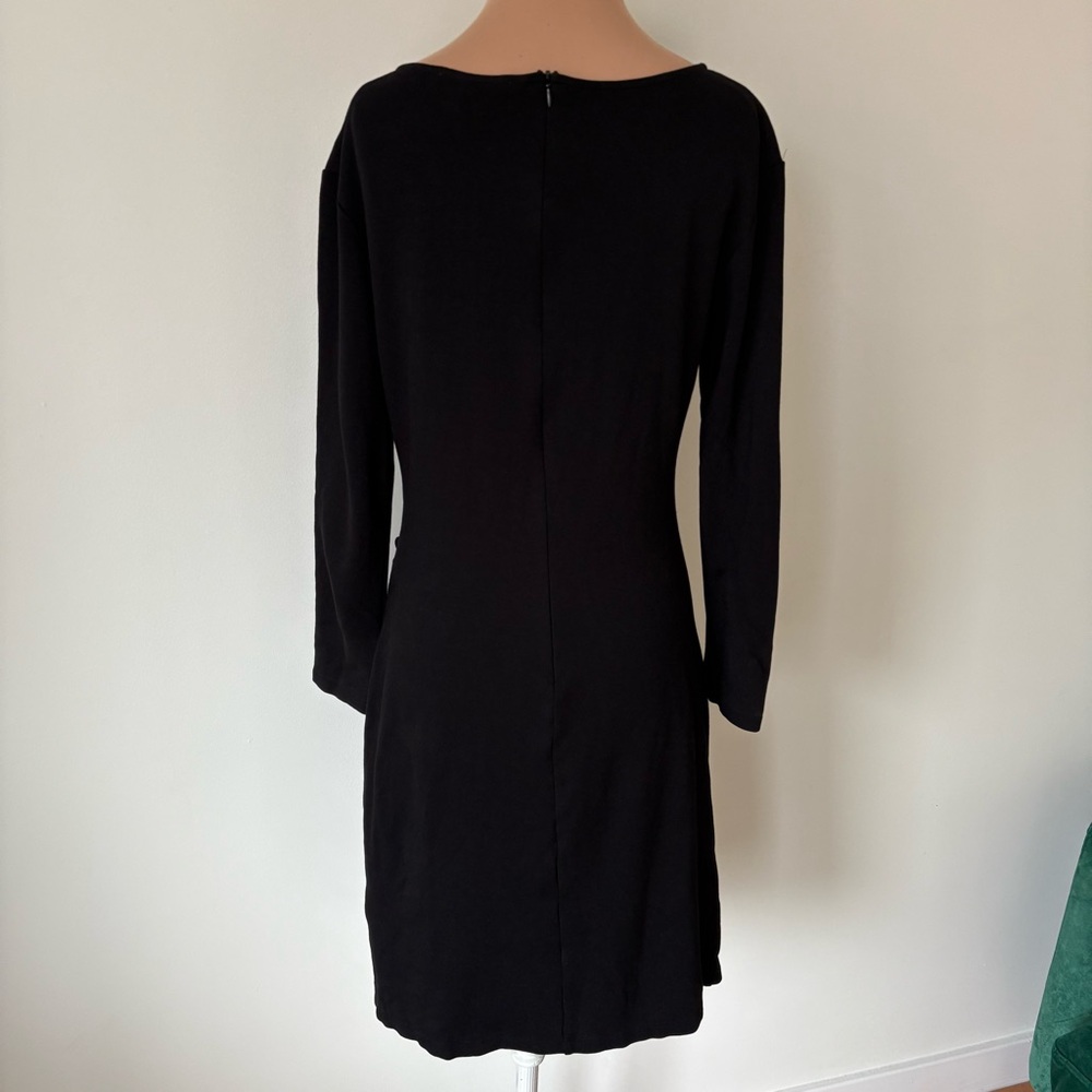 Weekend Max Mara Black Jersey Ruched 7/8 Sleeve Knee Length Sheath Dress EUC M - Picture 7 of 12